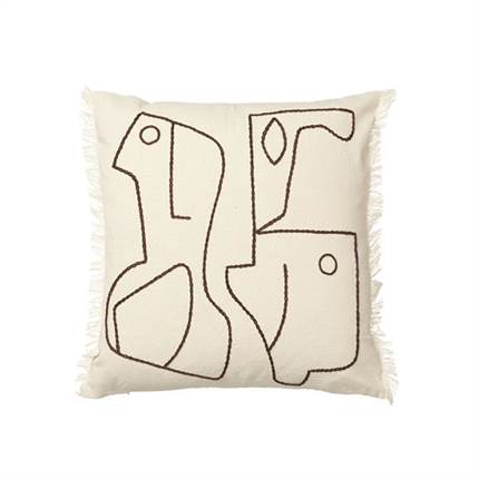 Ferm Living Figure cushion - Off white/Coffee